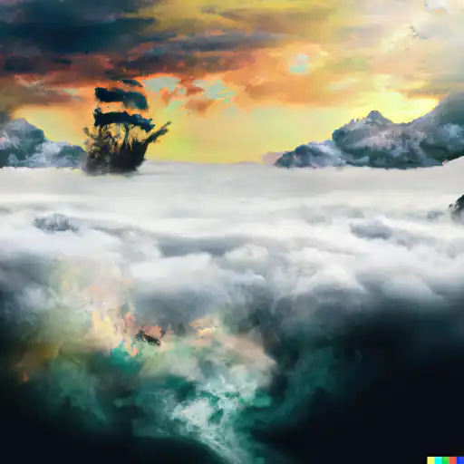 DALL·E 2022 10 25 17.04.24   colorful splashes and explosions as An wild ocean of clouds beneath the mountains in the sunrise with a ship gigapixel low_res scale 6_00x